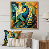 Green Blue Peacock Cubist - Peacock Wall Decor