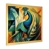 Green Blue Peacock Cubist - Peacock Wall Decor
