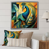 Green Blue Peacock Cubist - Peacock Wall Decor