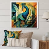 Green Blue Peacock Cubist - Peacock Wall Decor