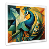 Green Blue Peacock Cubist - Peacock Wall Decor