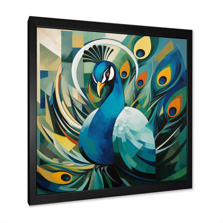 Green Blue Peacock Cubist Peacock Cubism - Peacock Wall Art Prints