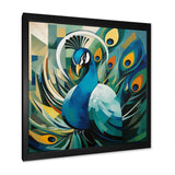 Green Blue Peacock Cubist Peacock Cubism - Peacock Wall Art Prints