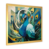Green Blue Peacock Cubist Peacock Cubism - Peacock Wall Art Prints