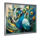Green Blue Peacock Cubist Peacock Cubism - Peacock Wall Art Prints