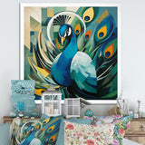Green Blue Peacock Cubist Peacock Cubism - Peacock Wall Art Prints