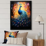 Blue Peacock Luminous - Peacock Home Decor Art