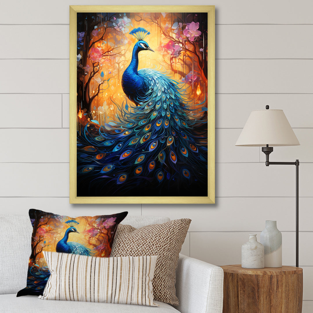 Blue Peacock Luminous - Peacock Home Decor Art