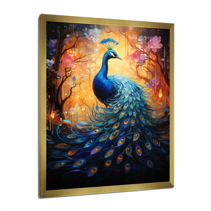 Blue Peacock Luminous - Peacock Home Decor Art
