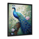 Blue Ink Wash Peacock III - Animals Canvas Wall Art