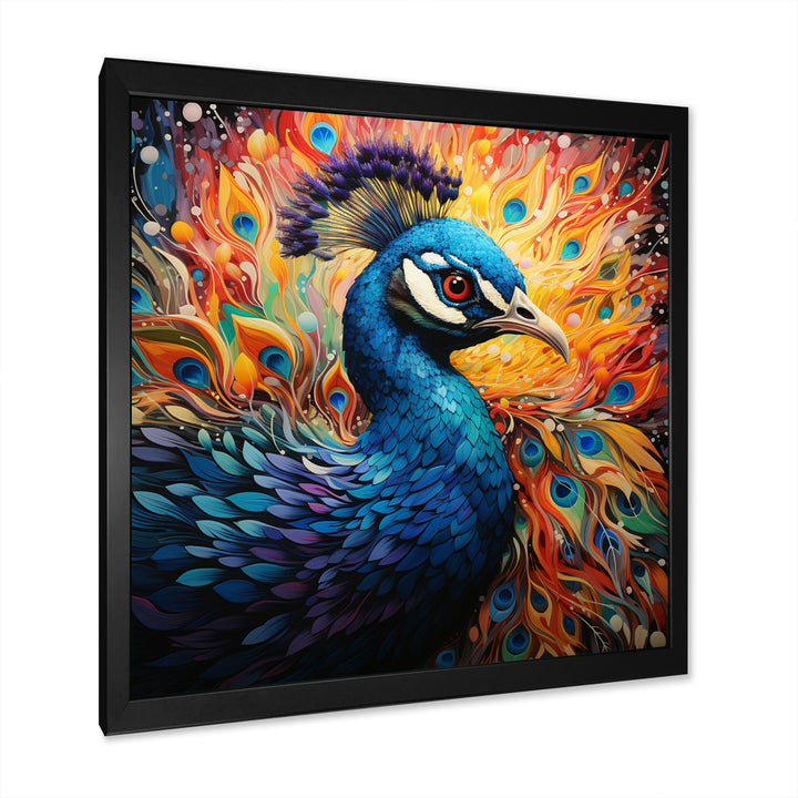 Teal Peacock Pointillist Peacock Pointillism - Peacock Canvas Wall Art