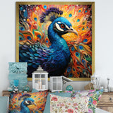 Teal Peacock Pointillist Peacock Pointillism - Peacock Canvas Wall Art
