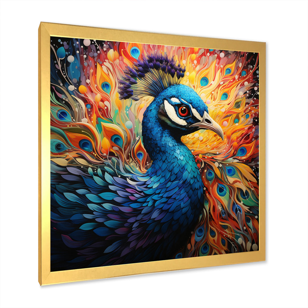 Teal Peacock Pointillist Peacock Pointillism - Peacock Canvas Wall Art