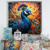 Teal Peacock Pointillist Peacock Pointillism - Peacock Canvas Wall Art