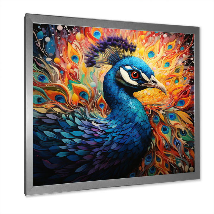 Teal Peacock Pointillist Peacock Pointillism - Peacock Canvas Wall Art