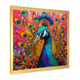 Teal Pink Pop Art Peacock - Peacock Canvas Wall Art