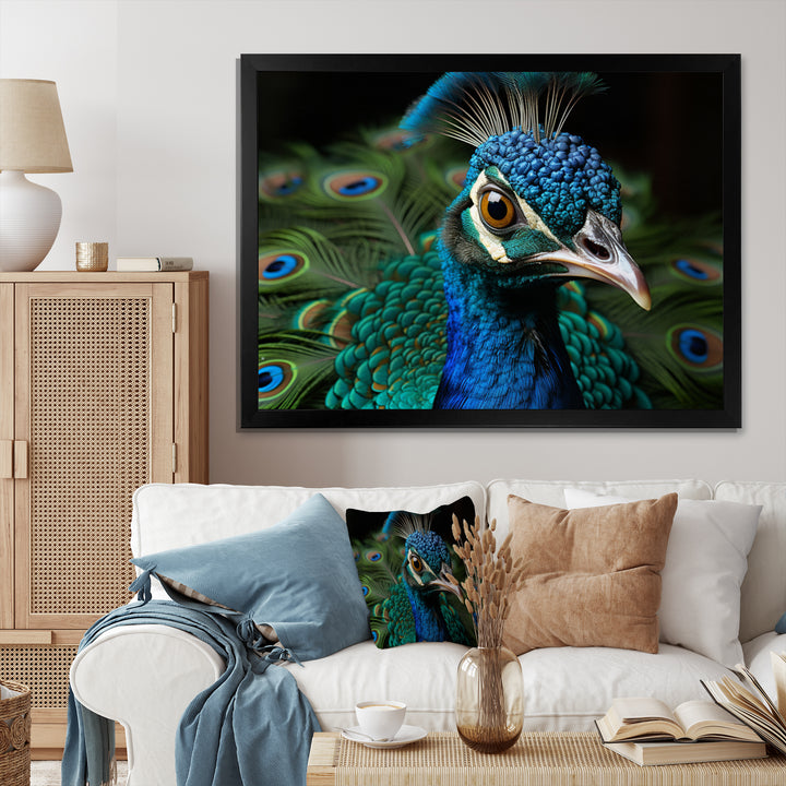 Teal Green Peacock Portrait - Peacock Wall Decor