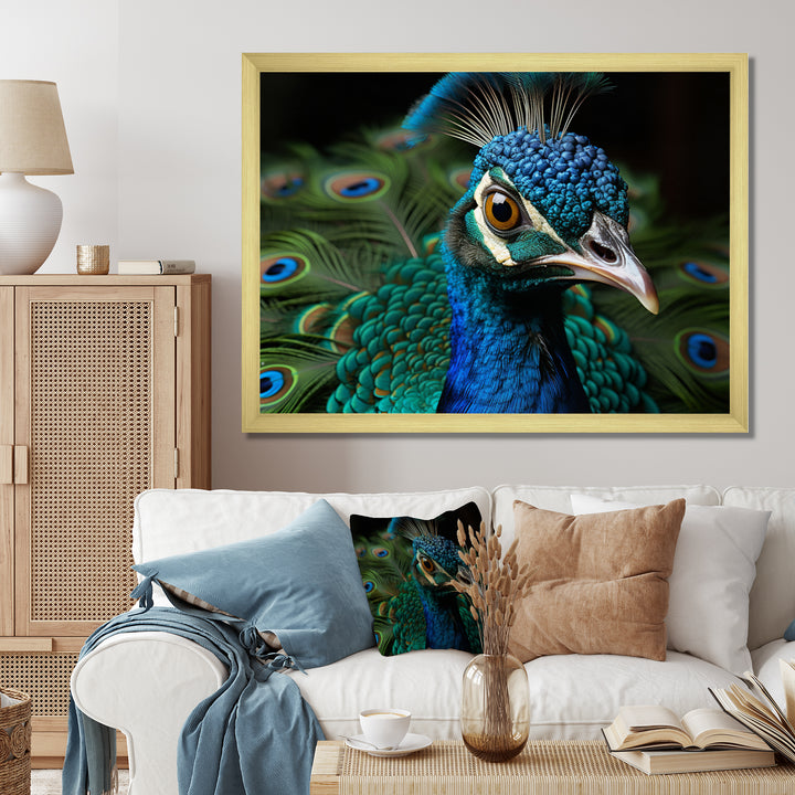 Teal Green Peacock Portrait - Peacock Wall Decor