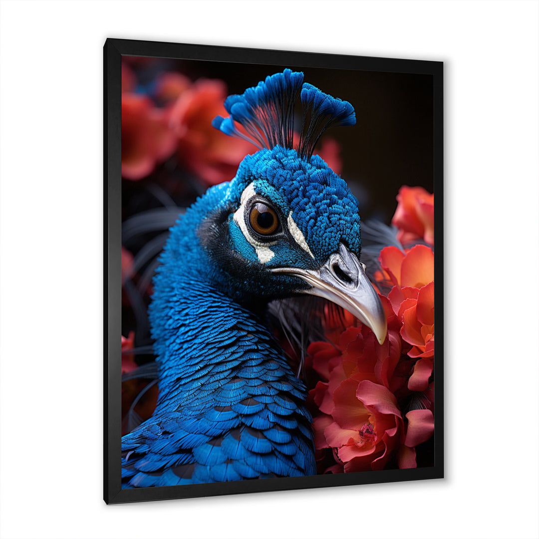 Teal Peacock Portrait Vibrant - Peacock Wall Decor
