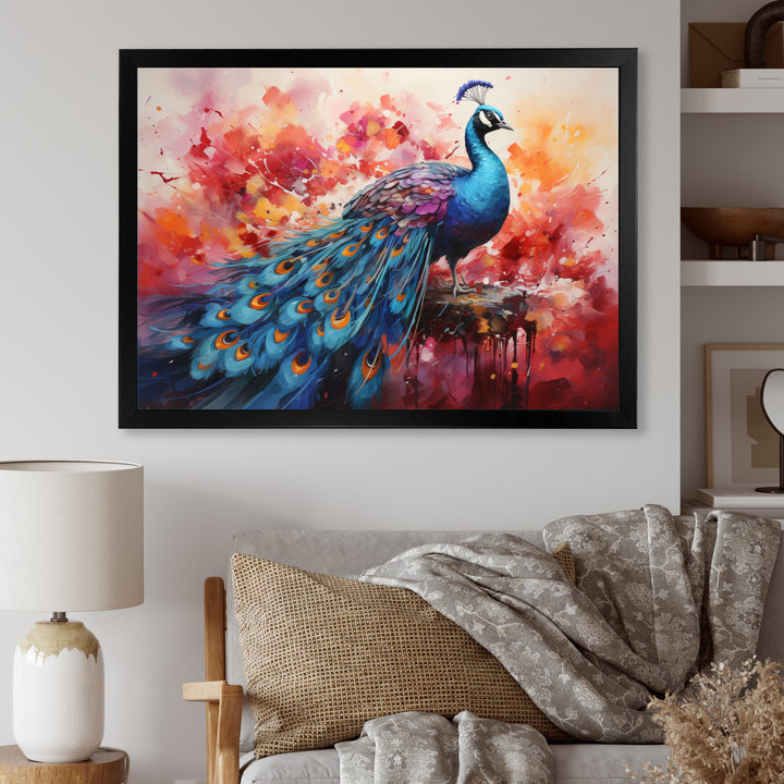 Red Blue Peacock Representation Multicolored Acrylic - Peacock Wall Art Prints
