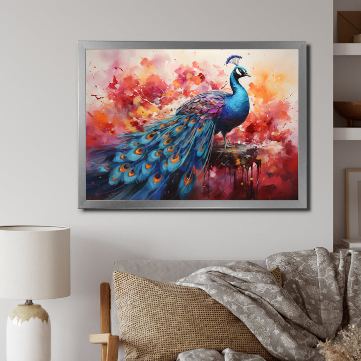 Red Blue Peacock Representation Multicolored Acrylic - Peacock Wall Art Prints
