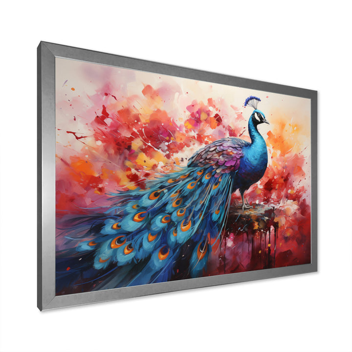 Red Blue Peacock Representation Multicolored Acrylic - Peacock Wall Art Prints