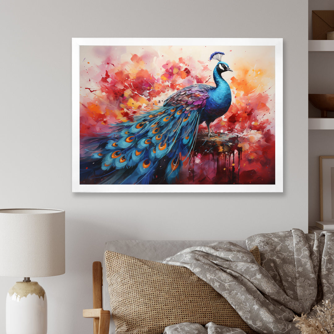 Red Blue Peacock Representation Multicolored Acrylic - Peacock Wall Art Prints