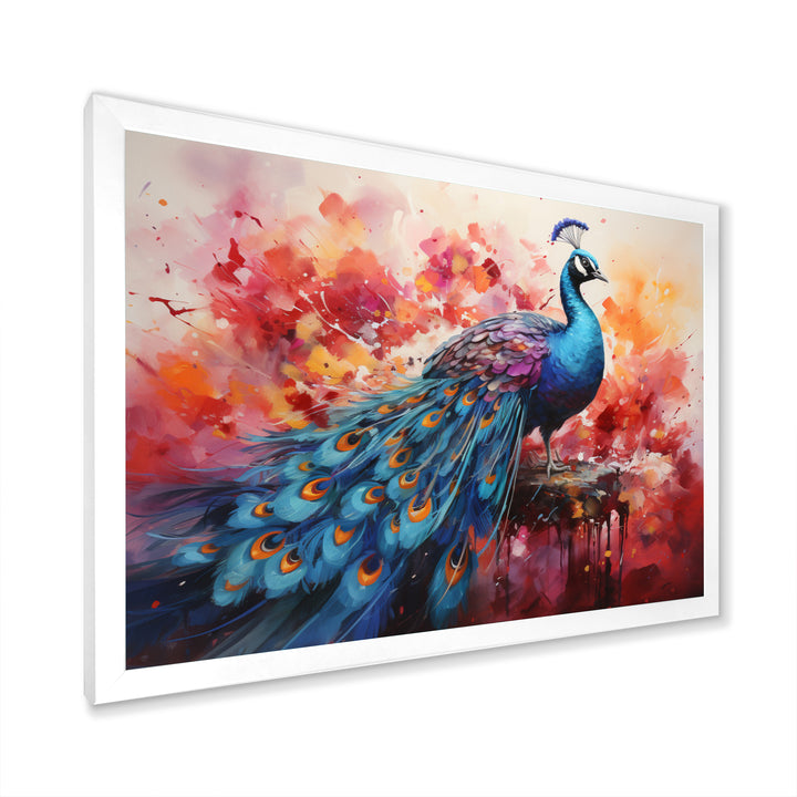 Red Blue Peacock Representation Multicolored Acrylic - Peacock Wall Art Prints