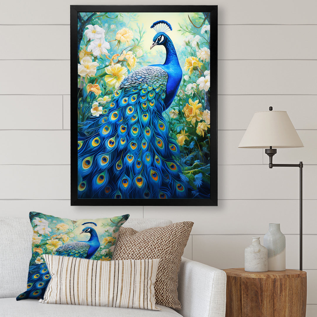 Teal Peacock Symbolist - Peacock Wall Art Prints