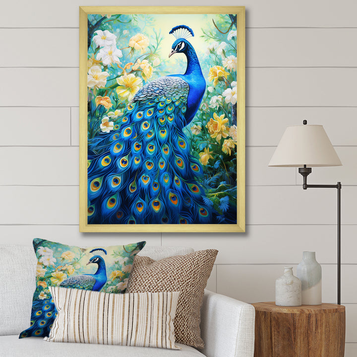 Teal Peacock Symbolist - Peacock Wall Art Prints