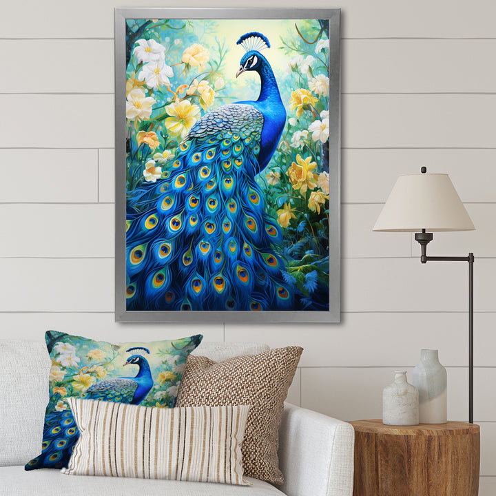 Teal Peacock Symbolist - Peacock Wall Art Prints