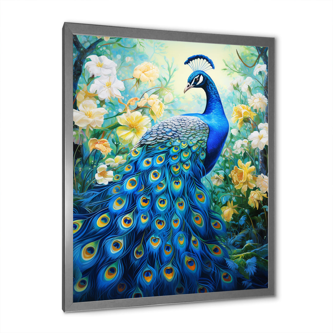 Teal Peacock Symbolist - Peacock Wall Art Prints