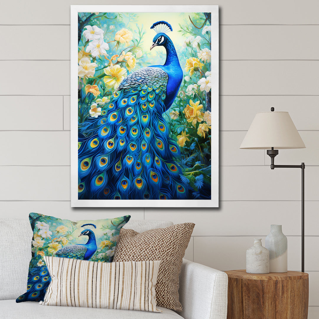 Teal Peacock Symbolist - Peacock Wall Art Prints