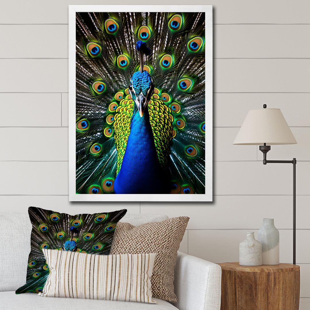Teal Radiant Peacock - Teal Peacock Wall Art