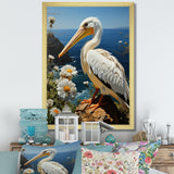 Grey Pelican Coastal Watch Pastoral - Pelican Framed Canvas Art