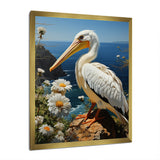 Grey Pelican Coastal Watch Pastoral - Pelican Framed Canvas Art