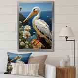 Grey Pelican Coastal Watch Pastoral - Pelican Framed Canvas Art