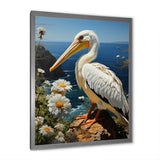 Grey Pelican Coastal Watch Pastoral - Pelican Framed Canvas Art