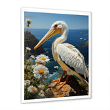 Grey Pelican Coastal Watch Pastoral - Pelican Framed Canvas Art