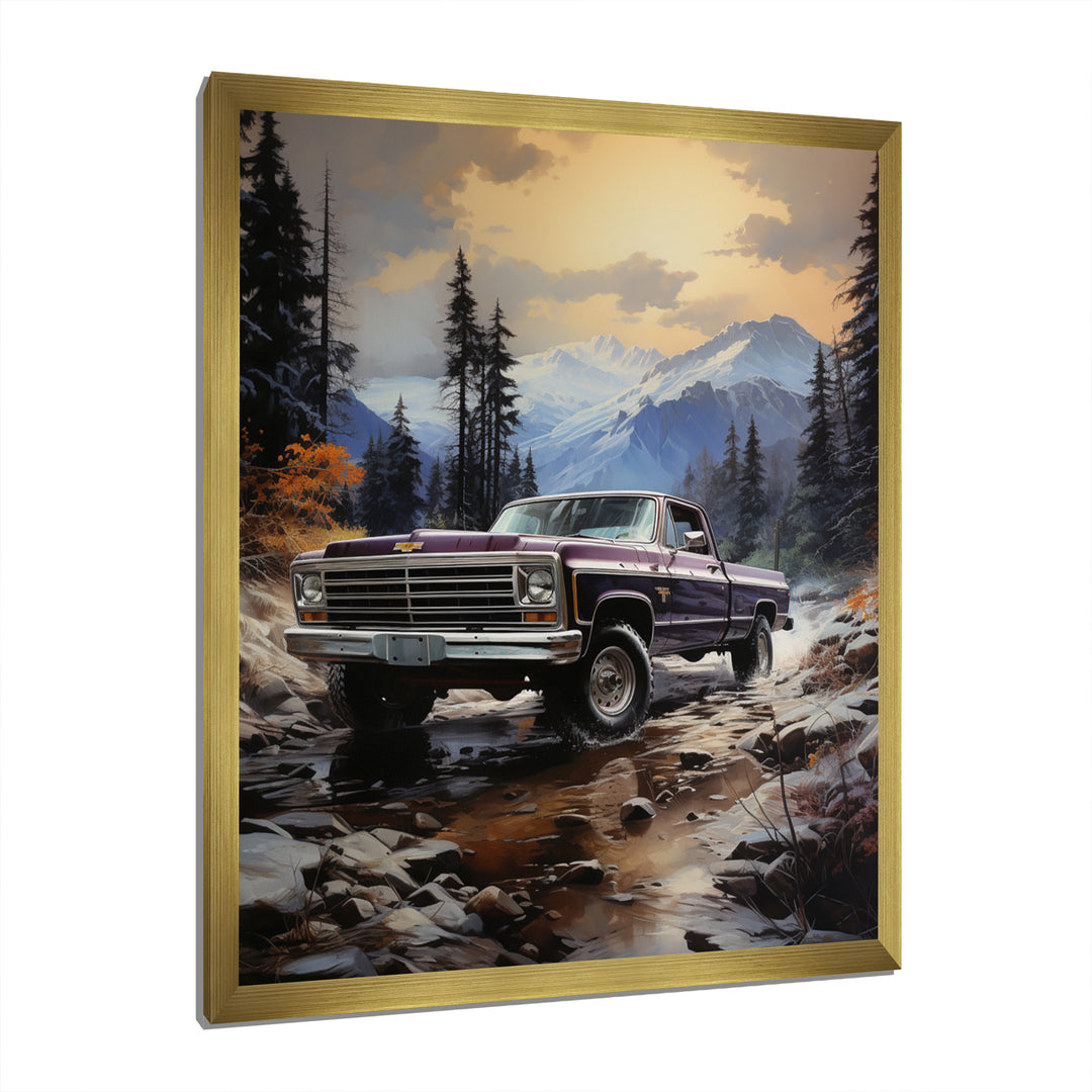Pickup Truck Mountain Majesty - Pickup Truck Canvas Wall Art