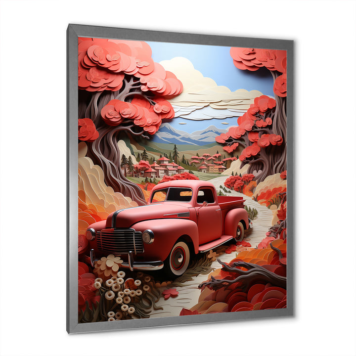 Coral Pickup Truck Road Legends I - Pickup Truck Canvas Wall Art