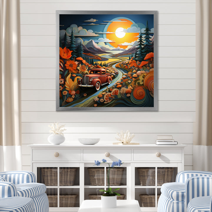 Pickup Truck Vintage Road I - Pickup Truck Canvas Wall Art