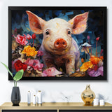 Pink Curious Piglet Collage - Pink Pig Wall Art