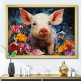 Pink Curious Piglet Collage - Pink Pig Wall Art