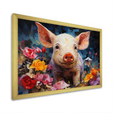 Pink Curious Piglet Collage - Pink Pig Wall Art