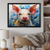 Pink Curious Piglet Geometric - Pink Pig Wall Art