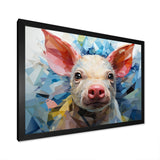 Pink Curious Piglet Geometric - Pink Pig Wall Art