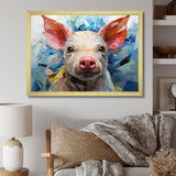 Pink Curious Piglet Geometric - Pink Pig Wall Art