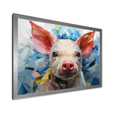 Pink Curious Piglet Geometric - Pink Pig Wall Art