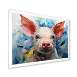 Pink Curious Piglet Geometric - Pink Pig Wall Art